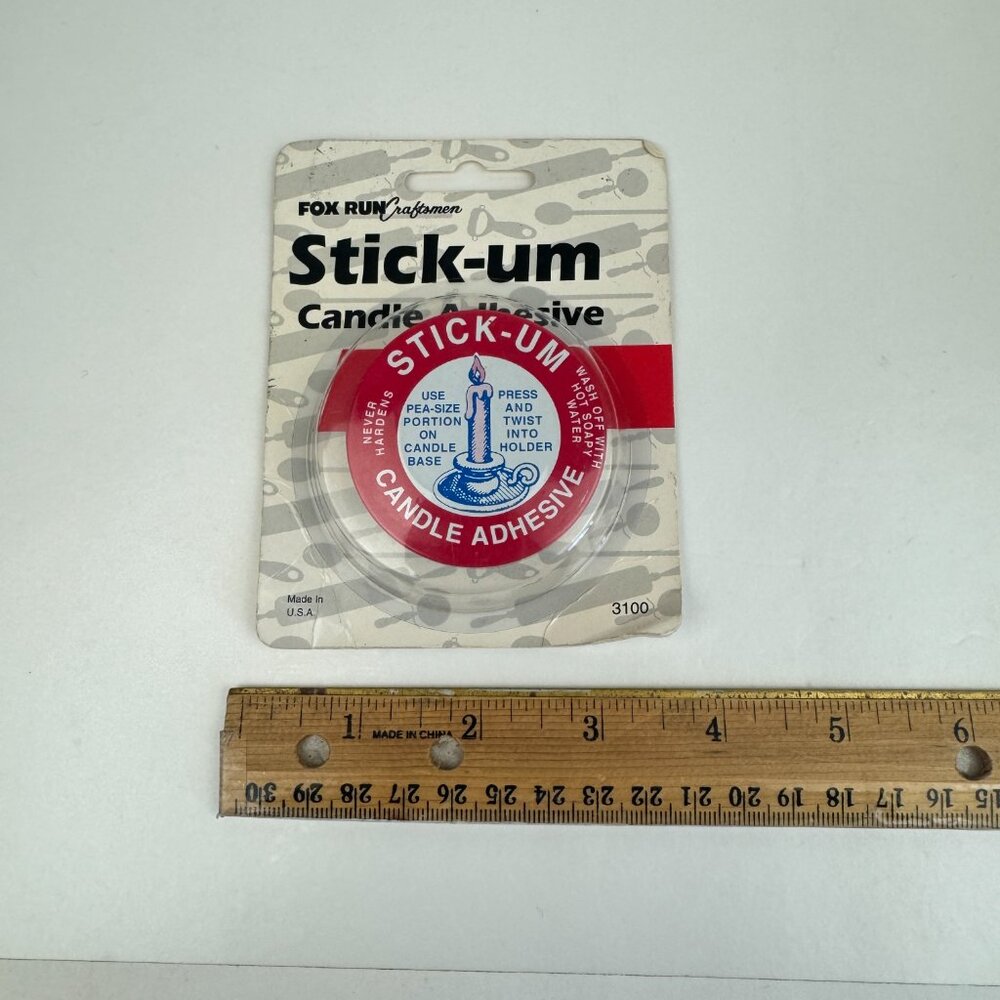 Vtg Fox Run Craftsmen Stick Um Candle Adhesive Made in‎ USA Prop Decor Small Tin